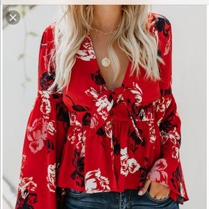 Red long sleeve blouse